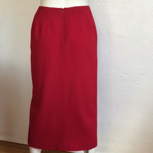 Talbots lined scarlet wool midi with side slit - Picture 4 of 8